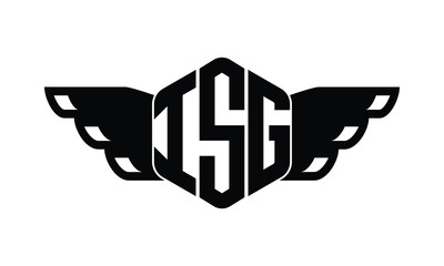 ISG polygon wings logo design vector template.