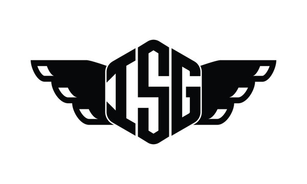 ISG polygon wings logo design vector template.