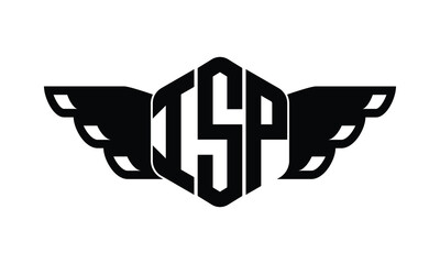 ISP polygon wings logo design vector template.