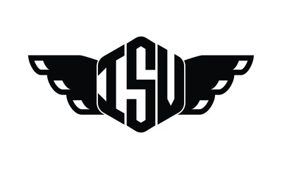 ISV polygon wings logo design vector template.