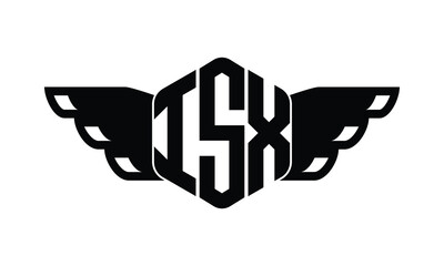 ISX polygon wings logo design vector template.