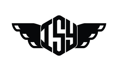 ISY polygon wings logo design vector template.