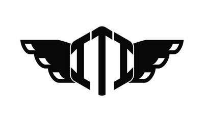 ITI polygon wings logo design vector template.