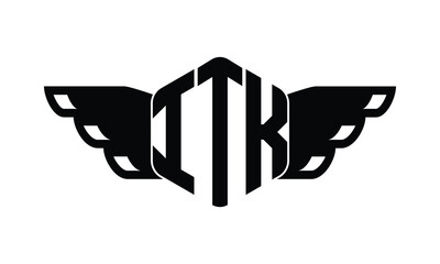 ITK polygon wings logo design vector template.