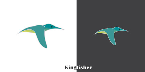 Kingfisher bird logo illustration, kingfisher vector design isolated white background