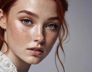 a woman with freckles 