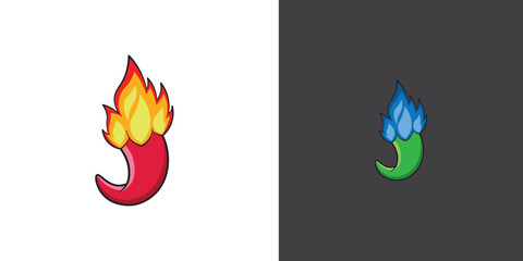 set of fire flames, chilis