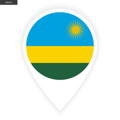 Rwanda marker icon with white border isolated on white background. Rwanda pin icon on white background.