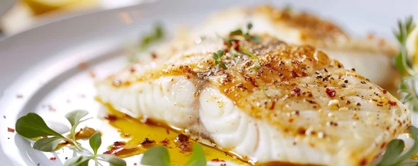 Fotobehang Professional chefs reveal their techniques for preparing elegant flounder dishes © WARIT_S