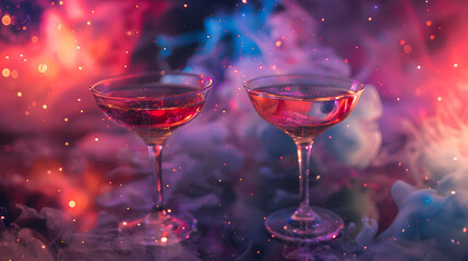 Nebula nectar combines cosmic imagery with drinks bright galaxy outer space drink color  - obrazy, fototapety, plakaty