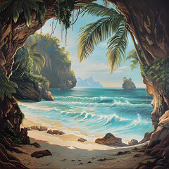 Secret cove beach secluded paradise peace shoreline nature - obrazy, fototapety, plakaty