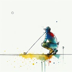 Golf player in watercolor paint illustration with Generative AI.