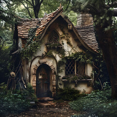 The fairytale cottage house in the forest dwarves hobbits 