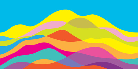 Mountain colors, translucent waves, sunset, abstract glass shapes, modern background, design vector illustration