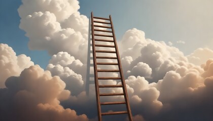 Clouds and ladder. Business and career - obrazy, fototapety, plakaty