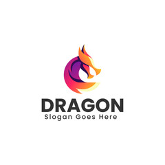 Vector Logo Illustration Dragon Gradient Colorful Style