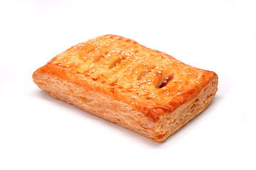 Pie isolated on white background. Traditional style pie pattern for Tuna, apple, and pineapple pie. Bakery