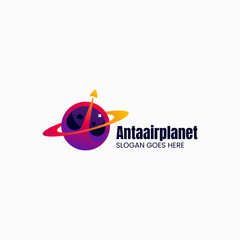 Vector Logo Illustration Planet Gradient Colorful Style