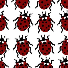 Seamless pattern with ladybugs