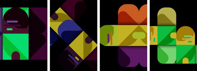 Naklejka premium Geometric colorful poster backgrounds with squares and circles