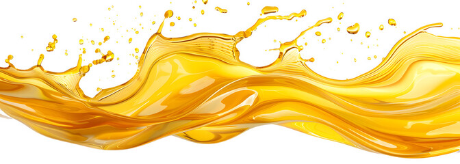 Golden oil splash cut out on white background or transparent PNG