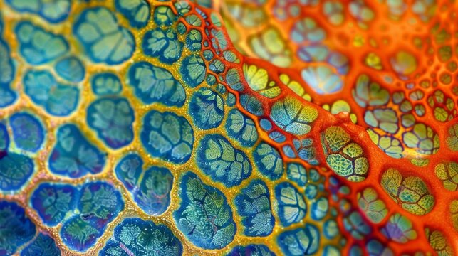 The intricate patterns of a vascular bundle magnified under the microscope highlighting the organization of cells responsible for
