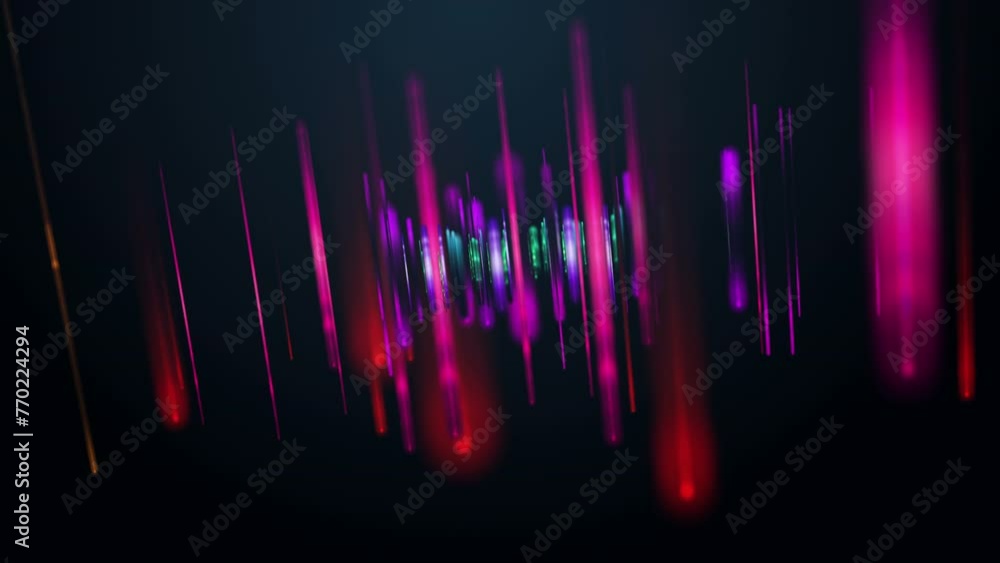 Aufkleber futuristic video animation with glowing stripe objects in slow motion, 4096x2304 loop 4k
