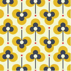 Geometrical Retro Florals Background Wallpaper