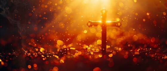 A church's website banner announcing Easter vigil with a radiant cross - obrazy, fototapety, plakaty