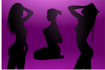 mujeres, ilustracion, vector, silueta, modelos, fashion, modelos, moda