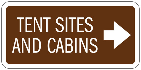 Campground directional sign tent sites and cabins