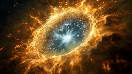 the awe-inspiring phenomenon of a supernova explosion, a celestial spectacle that illuminates the cosmos with its intense brightness and energy - obrazy, fototapety, plakaty