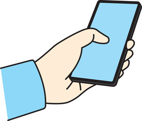 Close-up illustration of a hand tapping a smartphone