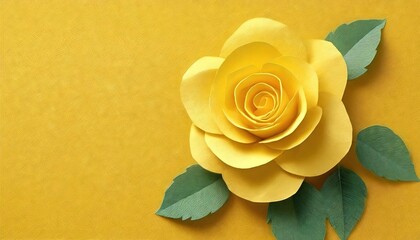Yellow Paper Rose on a Golden Background