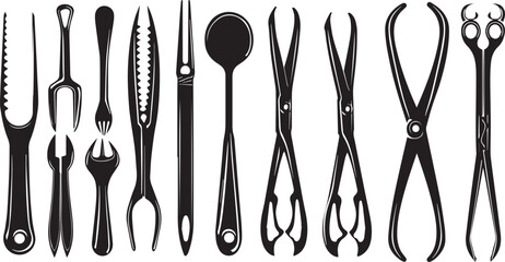 Set of kitchen utensils Silhouette Vector illustration. Kitchen Cutter Machine Silhouette vector illustration