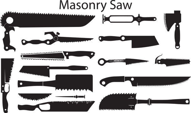 A Lot of Collection of Masonry Saw Silhouette vector illustration