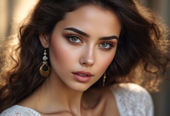 Fototapeta premium A Portrait Of Breathtakingly Gorgeous, Exotic, Beautiful Woman. 