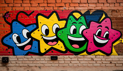 graffiti on wall cartoon design with spray paint	
