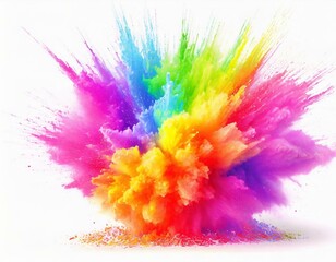 Fototapeta na wymiar Explosion in rainbow colors against a white background