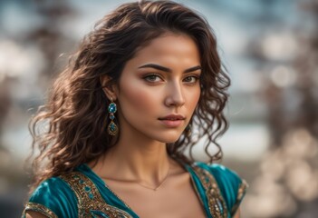 Naklejka premium A Portrait Of Breathtakingly Gorgeous, Exotic, Beautiful Woman. 