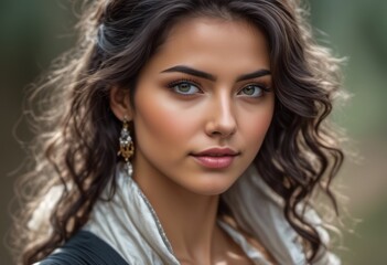 Naklejka premium A Portrait Of Breathtakingly Gorgeous, Exotic, Beautiful Woman. 