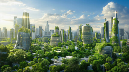 Obraz premium Futuristic Eco-Friendly City Architecture