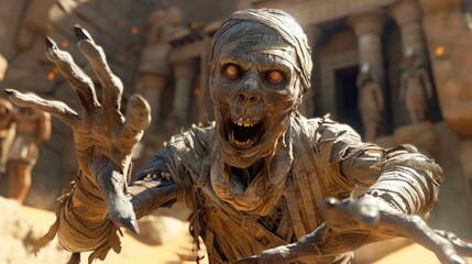 Obraz premium Egyptian mummy is wrapped in bandages