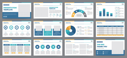Modern presentation slide templates. Infographic elements template set for web, print, annual report brochure, business flyer leaflet marketing and advertising template. Vector Illustration. - obrazy, fototapety, plakaty