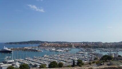 Moored boats in Antibes Vauban Harbor  ( Le quai des milliardaires )  - French Riviera - South of...