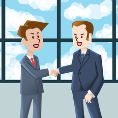 Cartoon illustration about business for use in composing the article