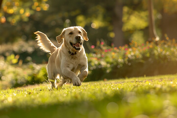 Labrador dog in the park on a summer day