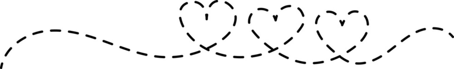 Dotted hand drawn line with heart