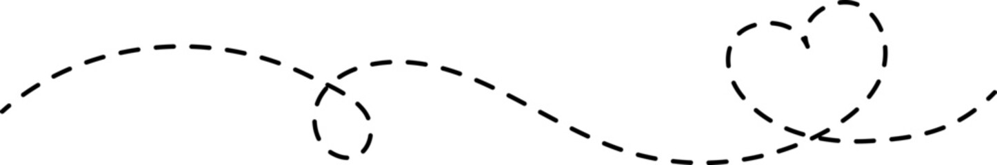 Dotted hand drawn line with heart