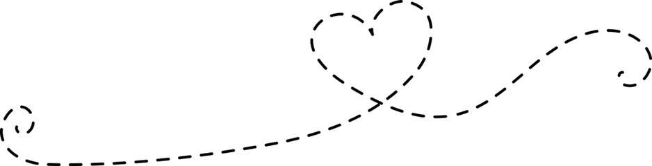 Dotted hand drawn line with heart